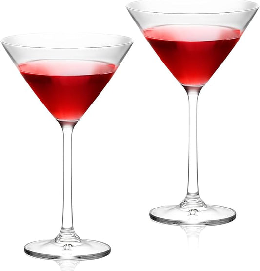 KAMMAK Martini Glasses Set of 2, 8oz Crystal Coupe Glasses, Classic Cocktail Glassware for Margarita, Manhattan, Modern Bar Drinkware for Party, Beach, Anniversary