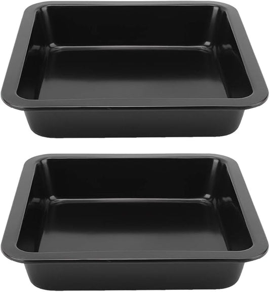 2Pcs Rectangle Cake Pan 8.9x8.9x1.8in (22.5x22.5x4.6cm) - Nonstick Baking Pans for Cakes, Brownies, Lasagna & Cookies, Even Heat Distribution, Dishwasher Safe(Black)