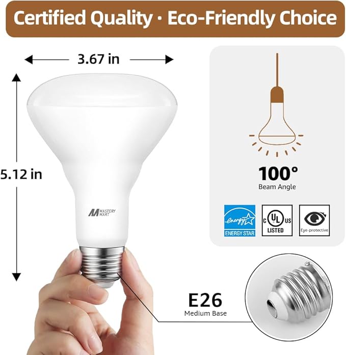 36 Pack BR30 LED Bulbs, 65W Equivalent, 2700K Soft White, 700 Lumens, Flicker-Free, Dimmable Recessed Can Flood Lights for Home & Kitchen, Long Lasting & Energy Efficient, E26 Base, UL Listed