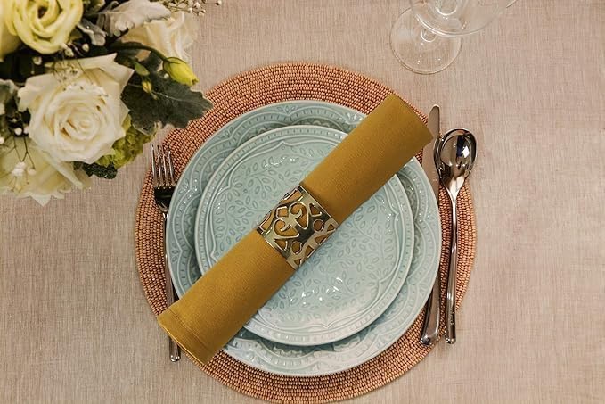 ANA Cloth Napkins Set of 12 (17.5x17.5) inch 100% Cotton Dinner Napkin Washable Hotel Quality Reusable Kitchen & Table Linen for Fall Thanksgiving Family Dinners Weddings & Everyday Use - Mustard