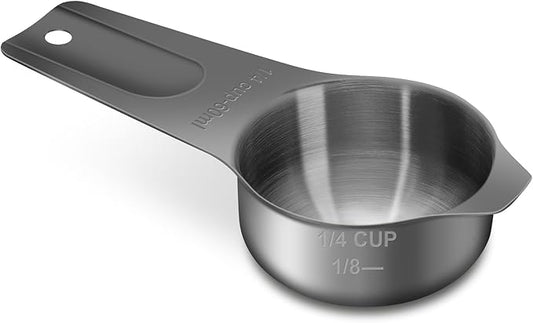 1/4 Cup (60 ml | 2 oz | 60 cc) Stainless Steel Measuring Cup, Metal Measuring Cup for Cooking & Baking(Black)