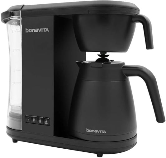 Bonavita Enthusiast 8 Cup Drip Coffee Brewer, Pour Over, SCA Certified Coffee Machine with Thermal Carafe, Stainless Steel Panel, Removable Reservoir, Matte Black