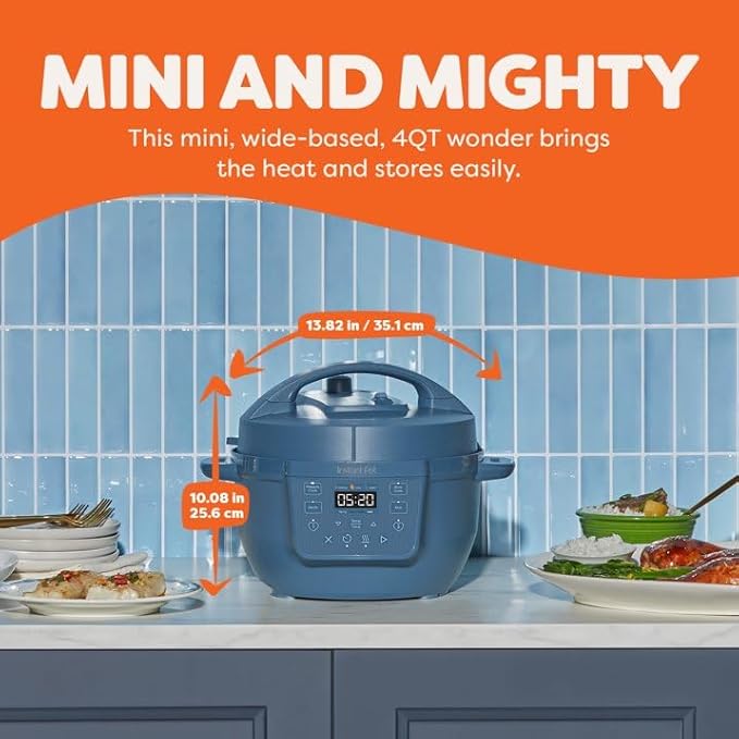 Instant Pot 4QT RIO Mini Chef Series Multi-Cooker, Daydream Blue – 7-in-1 Electric Pressure, Slow Cooker, Rice Cooker, Steamer, Sauté, Yogurt Maker & Warmer, Easy Clean, Stainless Steel Pot
