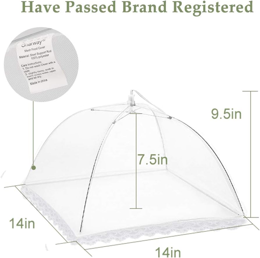 Onarway Food Covers for Outside Mesh: 3 Pack 14 Inch Pop Up Fine Fly Net for Fruit - Collapsible Screen Umbrella Food Tent for Outdoor Picnic Party BBQ