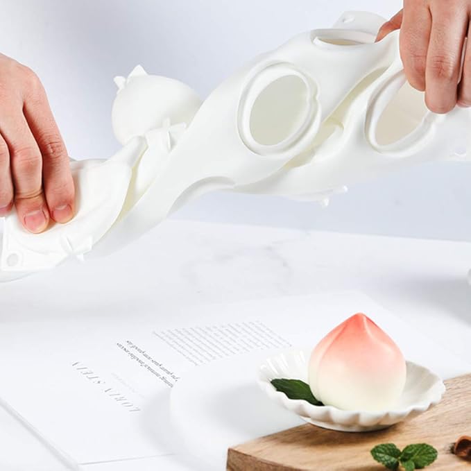 OCPO KITCHEN Peach Silicone Mold for Baking Mousse Cake, Fruit French Dessert, Pastry, Chocolate, Pudding, Jelly, Ice Cream, Cake Decoration Mold, 3D Peach Shape (8-cavity)