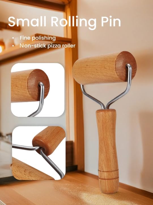 Pizza Rolling Pin, Small Rolling Pin, Non-Stick Wooden Dough Roller for Pastry Tortilla Pizza Cookie Dumpling(Type 1)