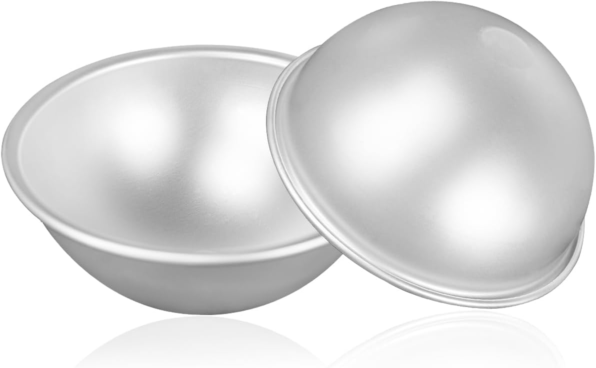 2 PCS Dome Cake Pan 8 Inch Cake Sphere Pan 3D Football Shaped Anodized Aluminum Hemisphere Pan for Birthday Wedding Anniversary DIY Bakeware Tools