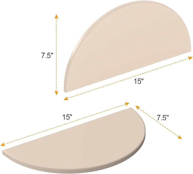 15In Cooking Stone for Kamado Joe Classic I, II & III, Baking Stone Pizza 2-Pack Half-Moon Ceramic Heat Deflector for Big Green Egg Large Eggspander and ConvEGGtor