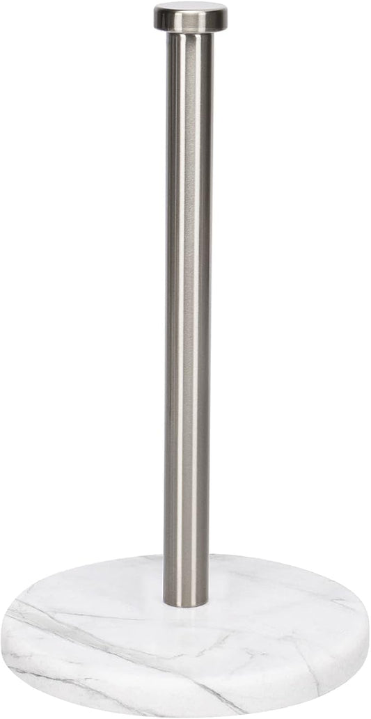 NearMoon Standing Paper Towel Holder, Kitchen Paper Towel Tissue Holder- for Bathroom Kitchen Countertop, Standard or Jumbo-Sized Roll Paper (with Marble Base, Brushed Nickel)