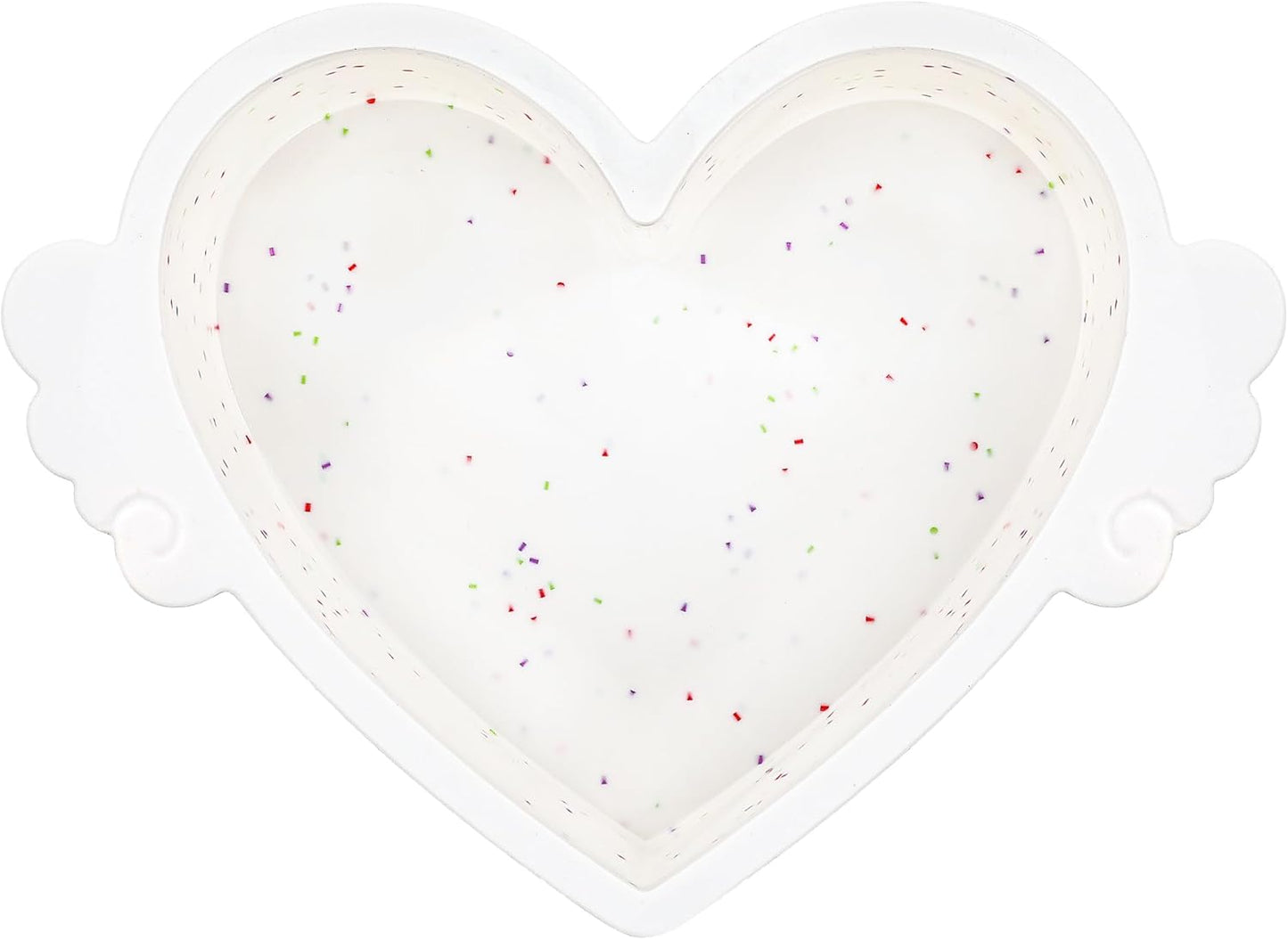10 Inch Heart Shaped Silicone Cake Pan with Metal Reinforced Frame, Nonstick, Cream, 1 Pc