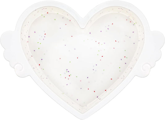 10 Inch Heart Shaped Silicone Cake Pan with Metal Reinforced Frame, Nonstick, Cream, 1 Pc