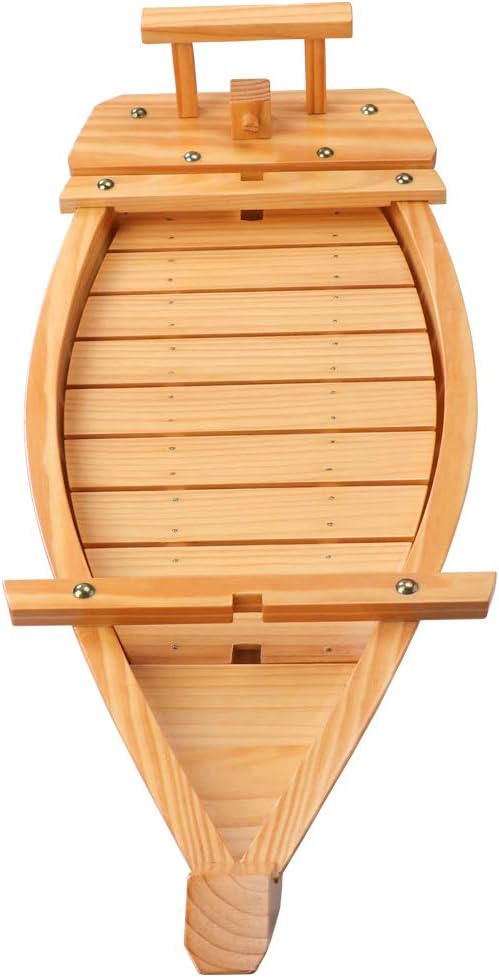 Kichgather 27.6“ Wooden Sushi Serving Tray Boat Plate for Restaurant or Home