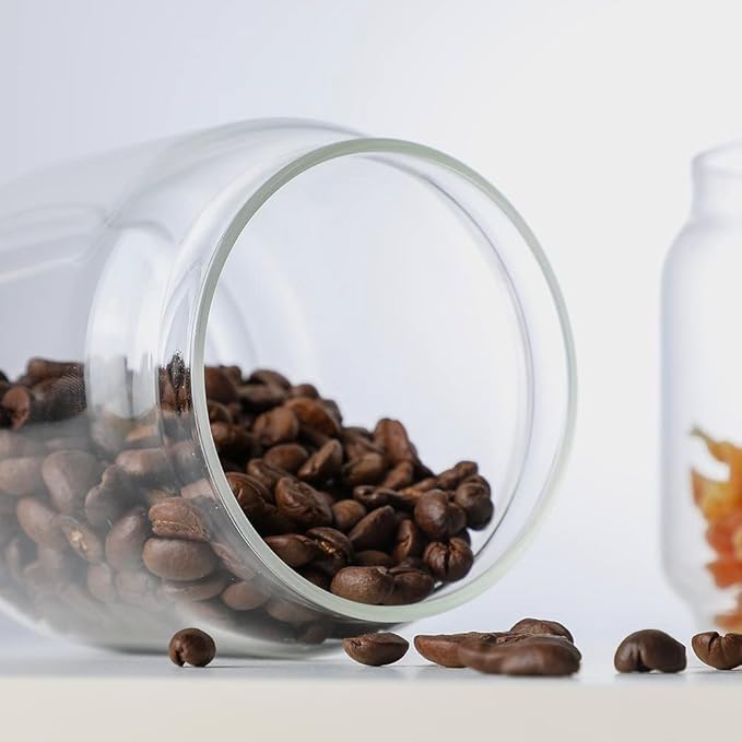 Glass Jar with Lid, Airtight Food Storage Containers Glass Set for Coffee Beans| Sugars| Candy, 4 Pack