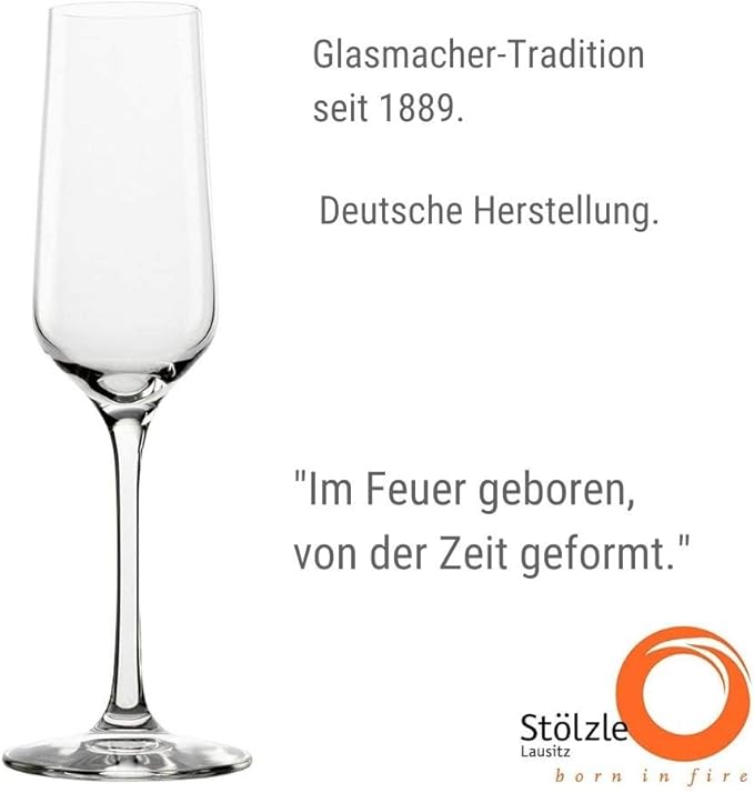 Stölzle Lausitz Champagne Glasses Revolution Set of 6, 6 3/4 oz – Elegant Crystal Glasses Ideal for Champagne, Prosecco & Sparkling Wines – Dishwasher Safe & Made in Germany