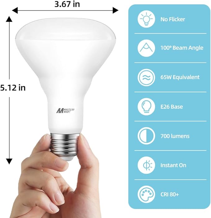36 Pack BR30 LED Bulbs, 65W Equivalent, 4000K Neutral White, 700 Lumens, Flicker-Free, Dimmable Recessed Can Flood Lights for Home & Kitchen, Long Lasting & Energy Efficient, E26 Base, UL Listed
