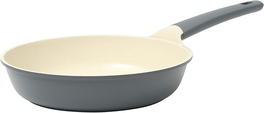 Oster Platinum Rooney 10 Inch Durable & Light Cast Aluminum Frying Pan Skillet w/PFA Free Ceramic Nonstick Interior Cookware Chef's Pan, Omelet Pan - Induction - Grey