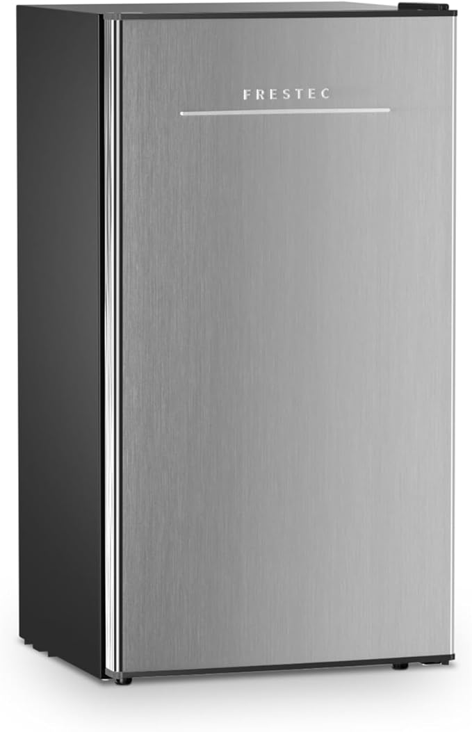 Frestec 3.2 Cu. Ft. Mini Fridge with Freezer Small Refrigerator, for Bedroom, Single Door, Energy Saving, Low Noise, Mini Fridge for Office (Grey)