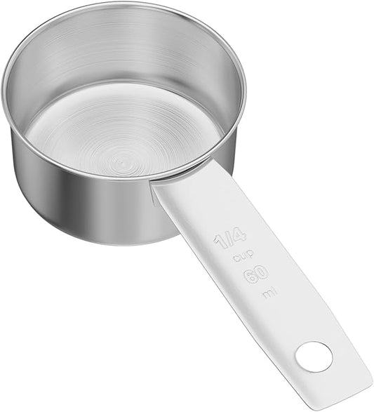 1PCS 1/4Cup(4Tbsp, 60ml, 4oz) Stainless Steel Measuring Cup, Single Metal Scoop for Wet and Dry Ingredients, Great Kitchen Gadgets for Cooking