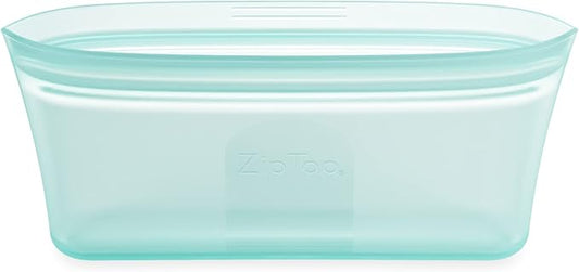 Zip Top Reusable Food Storage Bags | Snack Bag [Teal] | Silicone Meal Prep Container | Microwave, Dishwasher and Freezer Safe | Made in the USA