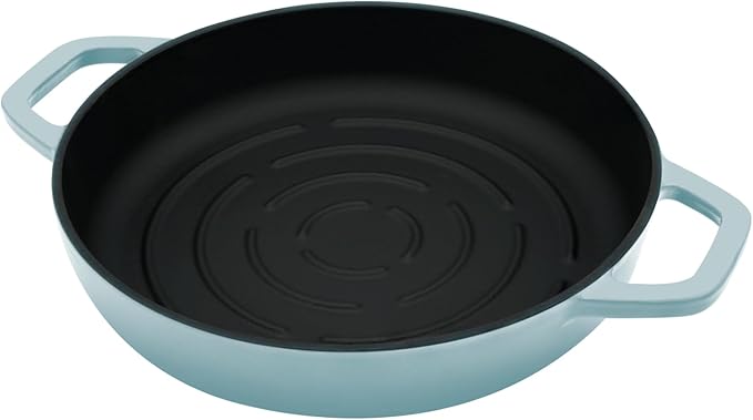 Cast Iron Bread Oven With Cloche Lid for Baking - Blue Enameled Dutch Oven With Dome Lid for Sourdough - 5 qt