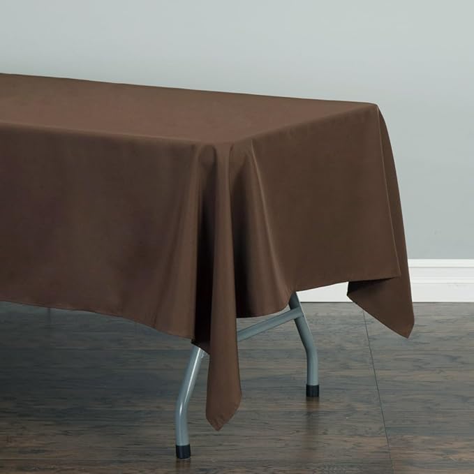 LTC LINENS 2 Pack Rectangle Tablecloths Chocolate 60 x 102 Inch for 6 ft Brown Rectangular Banquet Tables with Half-Drop - Stain and Wrinkle Resistant Polyester Cloth Table Covers for Wedding, Party