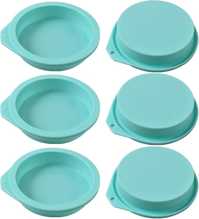 Newk Silicone Round Cake Mold, 6 Packs 4 Inch Silicone Disc Like Mold for Baking Cake, Resin Coaster, Layer Cakes, Cheese Cakes, Rainbow Cakes – 4"
