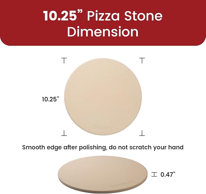 K ROCKSHEAT 10.25 Inch Pizza Stone for Grill, Small Bread Baking Stone for Oven, Cordierite Pizza Grilling Stone 10.25" Round