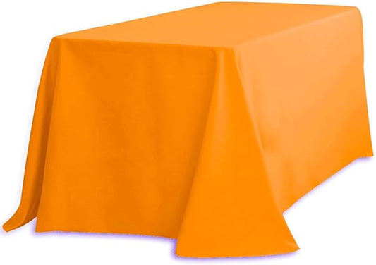 LTC LINENS Orange Rectangular Tablecloth - 90 x 132 In With Rounded Corners for 6ft Rectangle Table - Extra Large, Wrinkle Resistant Fabric for Banquet and Party