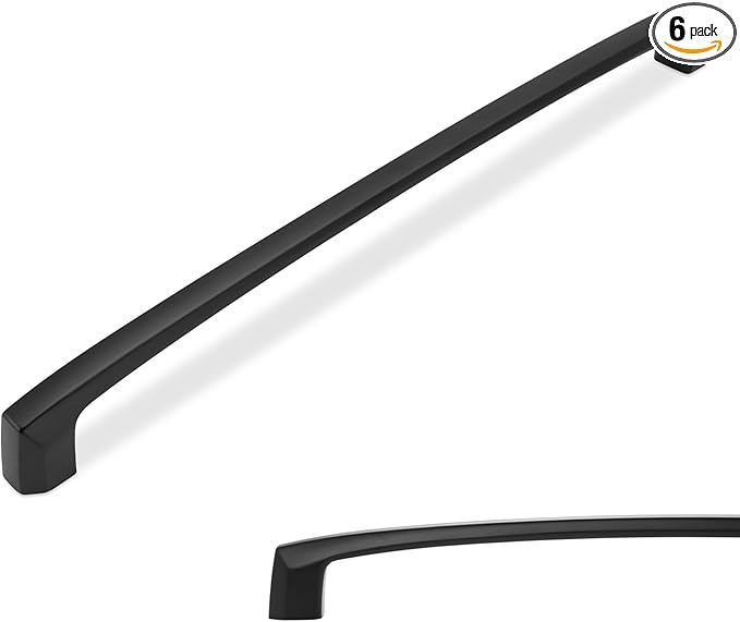 6 Pack 10 Inch(254mm) Kitchen Cabinet Handles Matte Black Cabinet Pulls Zinc Alloy Drawer Pulls Solid Kitchen Hardware