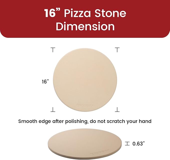 K ROCKSHEAT Pizza Stone Round 16 Inch for Grill and Oven, Large Cordierite Baking Stone for Bread, Safe Circular Cooking Stone for Grill 16", Easy to Clean