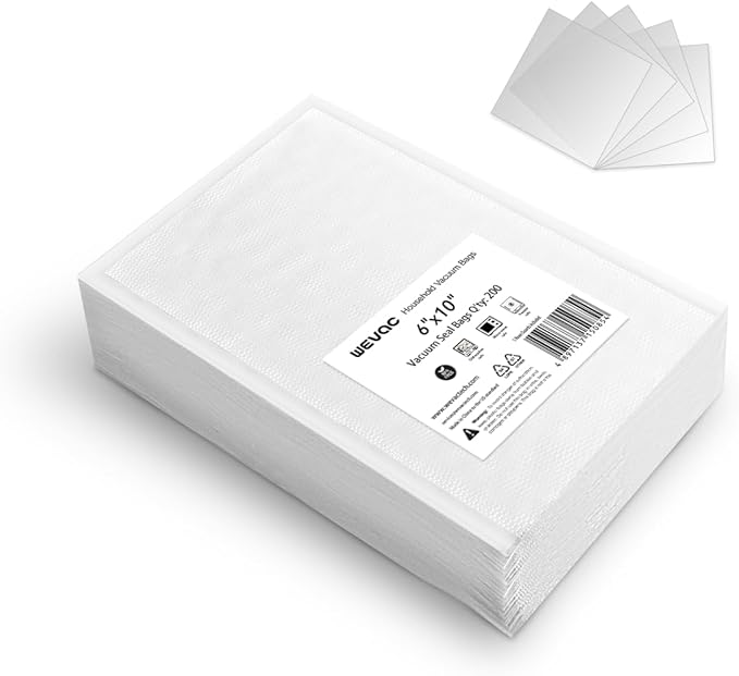 [2024 Q4] 6" x 10" Vacuum Sealer Bags, 200 Count-Ideal for Food Storage, Sous Vide, and Meal Prep, Keep Food Fresh and Nutrients, Wevac Lite