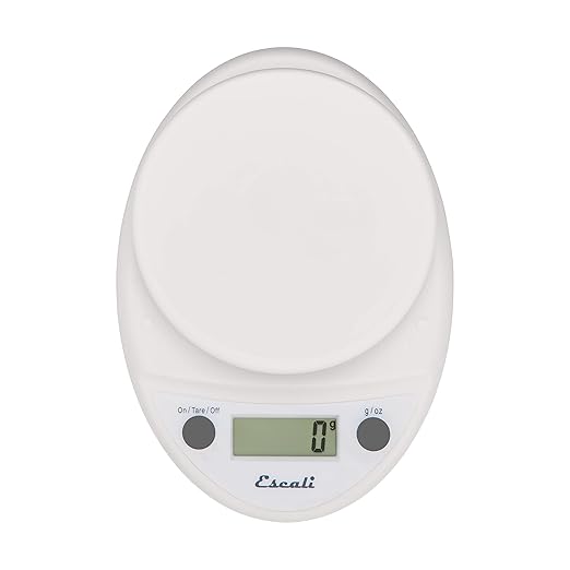 Escali Primo Digital Food Scale Multi-Functional Kitchen Scale and Baking Scale for Precise Weight Measuring and Portion Control, 8.5 x 6 x 1.5 inches, White