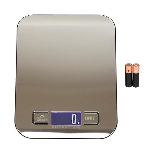 BUY IN WEB USA Food Scale, Stainless Steel Digital Kitchen Scale for Grams and Ounces, for Dieting, Baking, Cooking, LCD Display, Tare Function, 11 lb Capacity