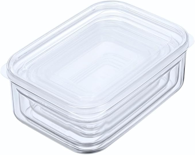 Lustroware Micro Clear Transparent Food Storage Containers with Lids – BPA-Free, Shatterproof, Dishwasher & Microwave Safe, 1.4 qt Stackable Refrigerator Organizer Bins, Made in Japan, Set of 6