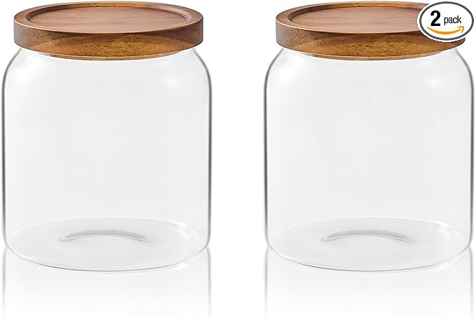 Sweejar Glass Jars for Laundry Room Organization, Half-Gallon Laundry Pods Container, Glass Food Storage Jars with Airtight Lid, 2 Pack, Press Lid