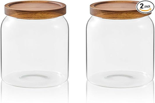 Sweejar Glass Jars for Laundry Room Organization, Half-Gallon Laundry Pods Container, Glass Food Storage Jars with Airtight Lid, 2 Pack, Press Lid
