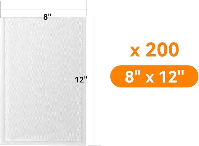 [2024 New] 8" x 12" 200 Count Precut Bags, Vacuum Sealer Bags for Food, Great for Food Storage, Sous Vide and Meal Prep, Wevac Lite