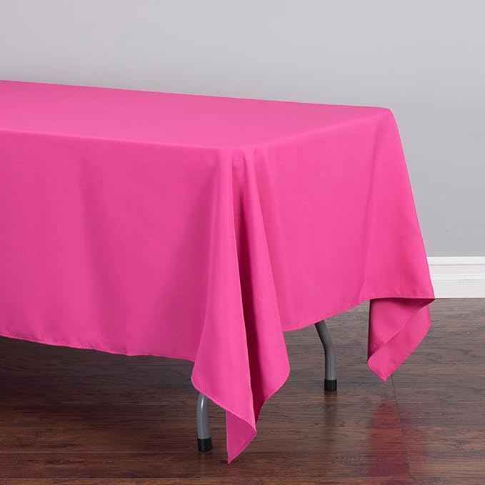 LTC LINENS 5 Pack Fuchsia Rectangular Tablecloths 70 x 120 Inches for 6 ro 8 Feet Rectangle Banquet Tables with Half-Drop - Stain and Wrinkle Resistant Polyester Cloth Table Covers for Party, Wedding