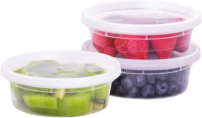 TashiBox [8 oz-50 Sets Plastic food storage containers with lids airtight, BPA Free, Microwave/Dishwasher/Freezer Safe/