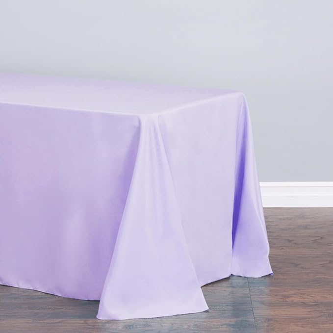 LTC LINENS Bulk 10-Pack Rectangular Tablecloths 90 In x 156 In with Rounded Corners - Lavender Table Covers for 8 ft Table with Floor-Length Drop - Wrinkle Resistant Polyester Fabric Cloth for Wedding