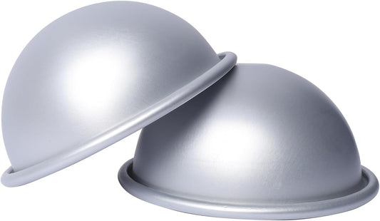 2 Pcs Dome Cake Pan 4 Inch Football Shaped Anodized Aluminum Hemisphere Nonstick Ball Pan for Birthday DIY Cakes Wedding Anniversary Baking Tools