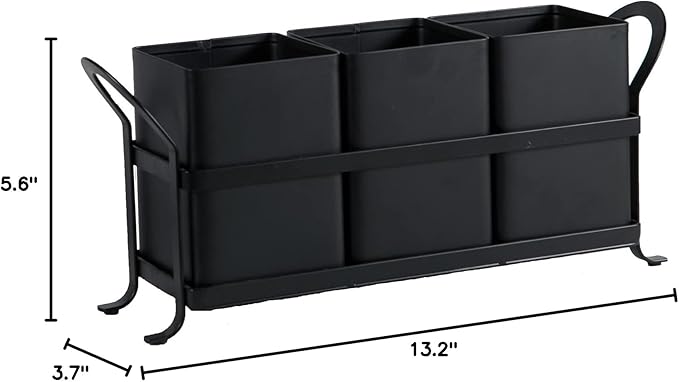 Flatware, Cutlery,Kitchen Utensil & Silverware Caddy Organizer Bin Holder for Forks, Spoons, Knives - Perfect for Kitchen Countertop- Black