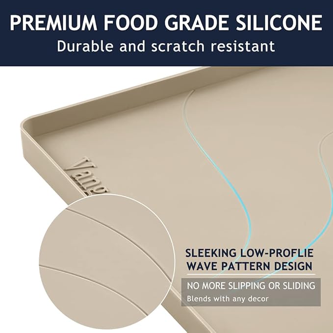 Heavy Duty Silicone Under Sink Mats for Kitchen Waterproof 40" x 19", Extra Thick Under Sink Rubber Mat Drip Tray, Raised Edge Under Sink Liner,Prevent Drips, Leaks, Spills,Beige