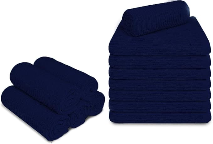 Softolle Bar Mop Towels, Pack of 12-16x19 Inches - 100% Cotton Super Absorbent Towels, Multi-Purpose for Home and Bar Cleaning (Navy Blue)