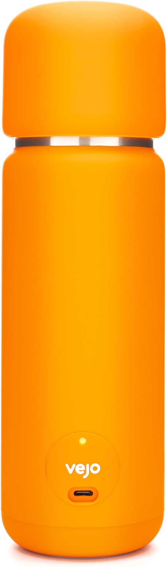 Vejo Portable Travel Blender for Protein Shakes & Powders | 12oz Rechargeable Personal Mixer Bottle | Stainless Steel Interior | Fits Car Cup Holders | Dishwasher Safe | Gym, School, Outdoors | Orange