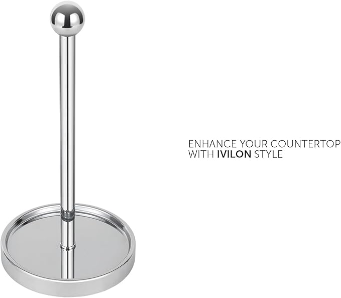 Ivilon Countertop Paper Towel Holder - Modern Sleek Ball Minimalist Design - Color Chrome