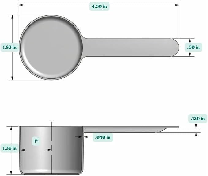50 mL (50 CC | 1.69 Oz.) Long Handle Scoop for Measuring Coffee, Pet Food, Grains, Protein, Spices and Other Dry Goods (Pack of 5)