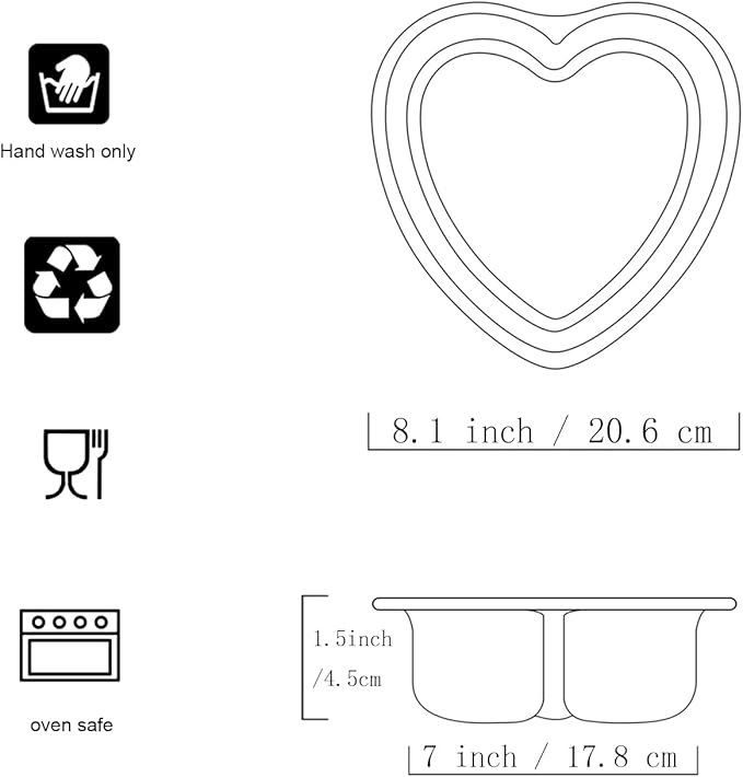 7 × 2 Inch heart cake pan,Set of 3 Aluminum Heart Cake Mold,Small Cake Pans, Heat Resistant Baking Cake Tins for Wedding, Party, Family Occasions, Chocolate. (7 × 2 Inch heart cake pan,Set of 3)