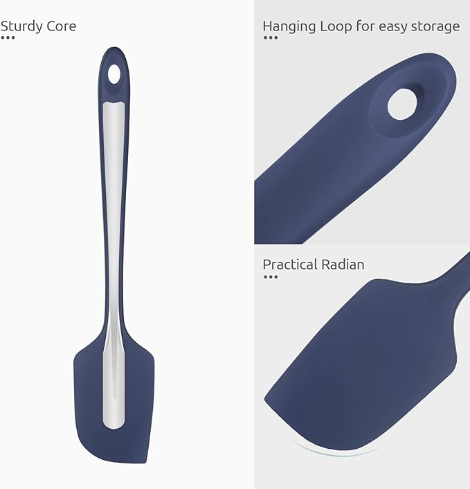 Heat Resistant Silicone Large Spatula: U-Taste 600ºF High Heat Flexible 11.38in Silicon Mixing Stirring Cooking Scraping Baking Bowl Scraper Seamless Spreader for Nonstick Cookware (Midnight Blue)