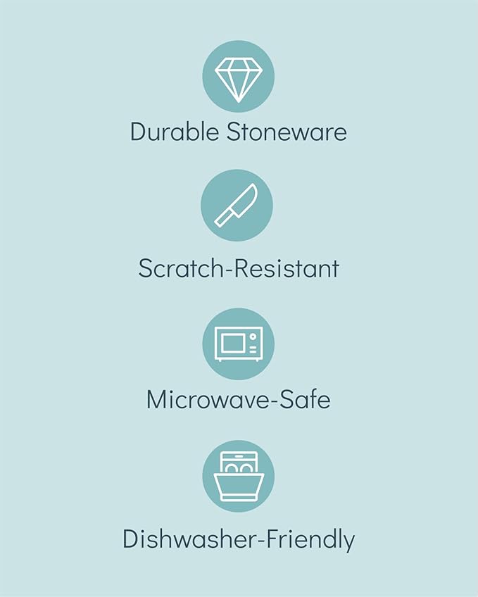 Stoneware dinnerware set 4 persons 16 pcs – Modern style plates and bowls set ceramic – Dishwasher, microwave and scratch resistant – Bowl and plate set – Dinner service Pure Living beige & light blue